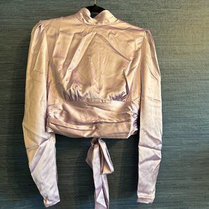 Purple Endless Rose Long Sleeve Silk Halter Top